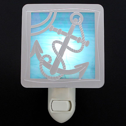 Polished Silver and Turquoise Night Light - Anchor
