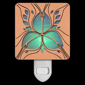 Copper with Green Stained Glass Night Light - Anthurium
