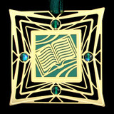 Good Book Ornament - Gold & Green