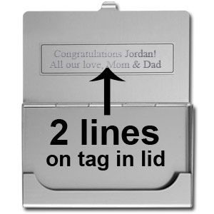 Engraving Tag inside lid on Business Card Holder