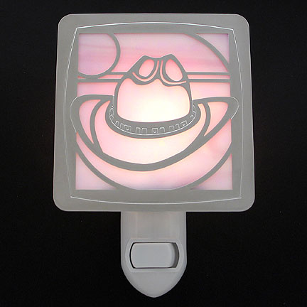 Polished Silver and Pink Night Light - Cowboy Hat