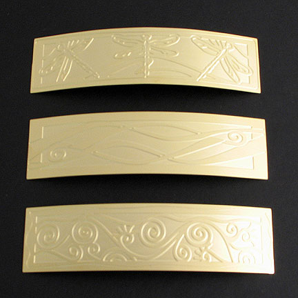Gold Hair Barrettes with Etched Designs