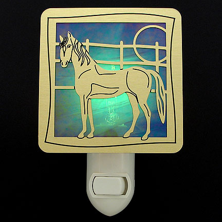 Brushed Brass with Green Night Light - Horse