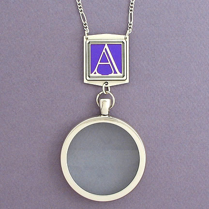 Monogram A Magnifier Necklace - Violet Aluminum with Silver Design