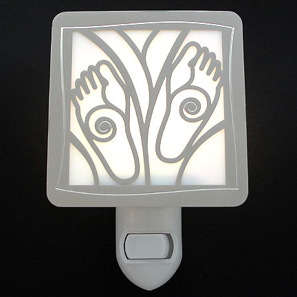 Polished Silver and White Night Light - Feet