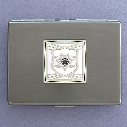 Police Officer Metal Wallet - Silver Aluminum with Silver Design