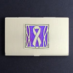 Purple Ribbon Business Card Holder