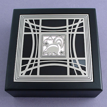Skunk Jewelry Box - Pearl with Silver Design