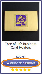 Tree business card case in gold with purple