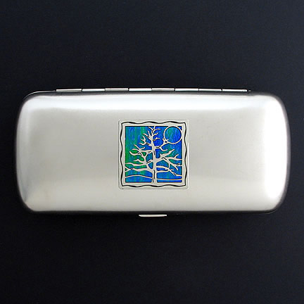 Tree Eyeglasses Case - Iridescent Rainforest with Silver Design