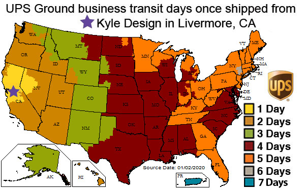 UPS Shipping Times from Kyle Design
