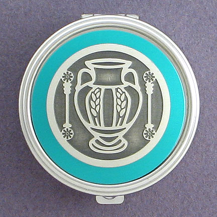 Vase Pill Box in Silver and Teal